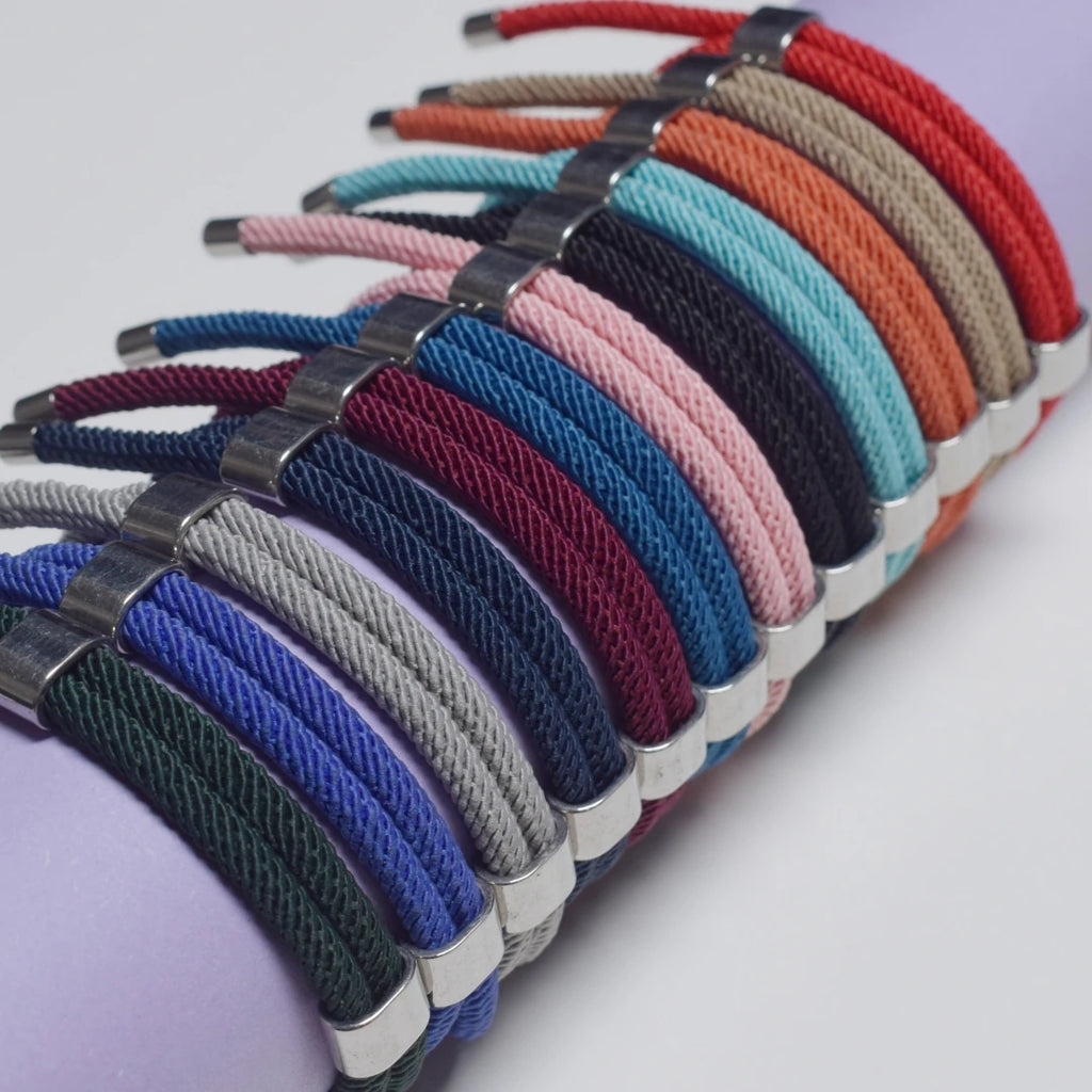Adjustable Woven Cord Bracelet — Stainless Steel Sliding Clasp