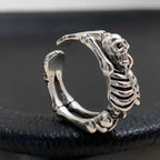 FuGui Vintage Skeleton Skeleton Frame Open Ring Punk Dark Style Cold Exaggerated Unisex Universal Finger Ring Fashion Jewelry