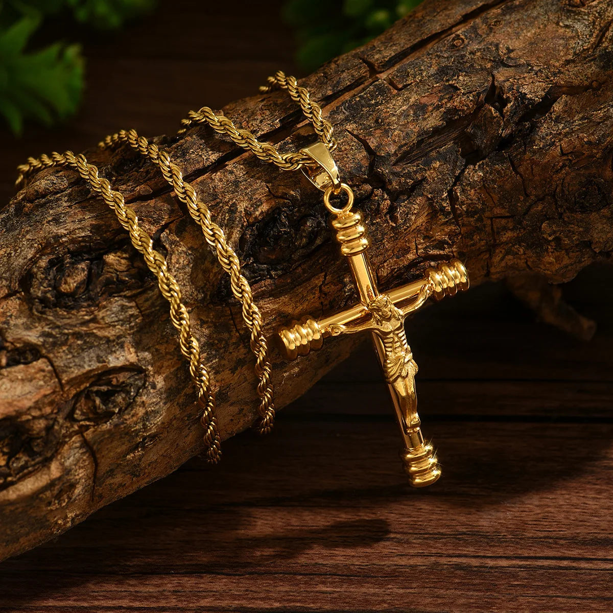 Luxury 24K 9999 Pure Gold real gold Men's and Women's Cross Pendant Necklace Spiral Cross