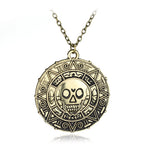 Movie Accessories Akg Pirates Of The Caribbean Aztec Gold Color Coin Necklace Retro Skull Pendant Punk Hip Hop Necklace