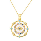 Iced Out Evil Eye Hamsa Hand of Fatima Necklace — Copper Alloy