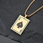 JHSL Men Statement Poker Ace King Necklace Pendant Golden Silver Color Stainless Steel Fashion Jewelry Gift Wholesale Dropship