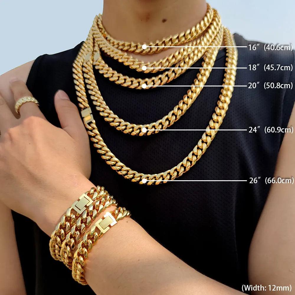 Iced Out Cuban Chain Necklace Stainless Steel Miami