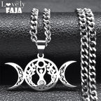 Wicca Triple Moon Pendant — Silver Stainless