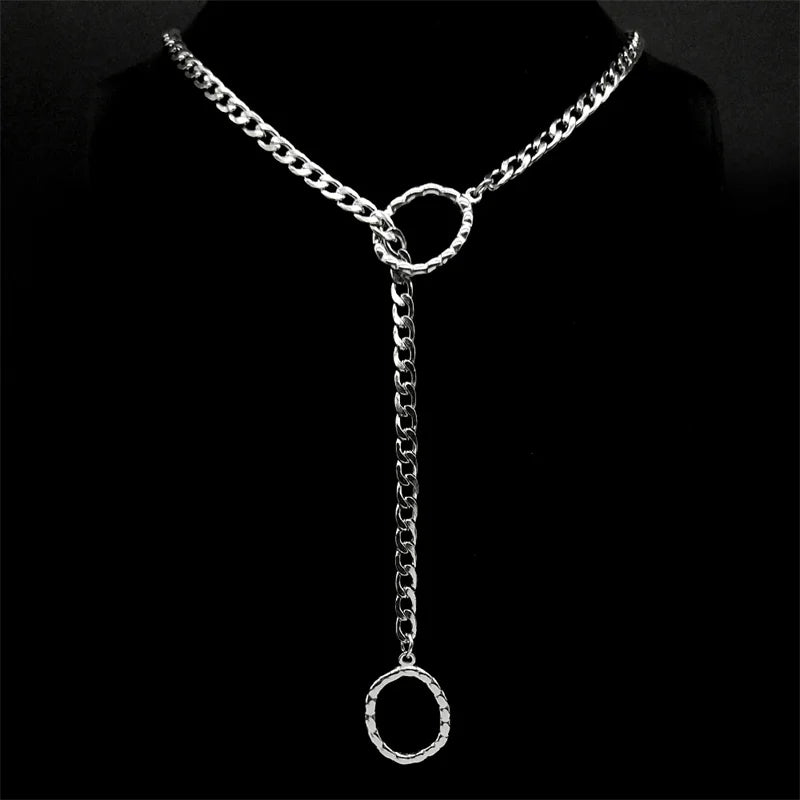 Heart O-Ring Chain Necklace — Stainless Steel