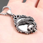 Gothic Crow Skull Stainless Steel Pendant Necklace