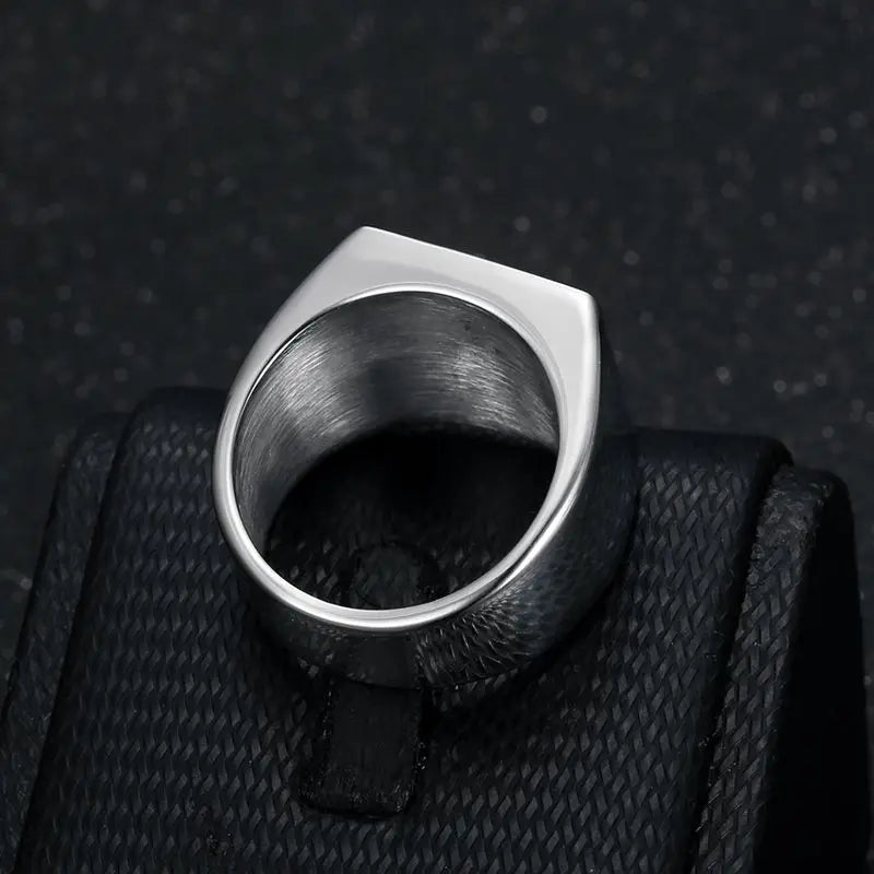 Men's Stainless Steel Vacuum Gold-Plated Saint George Dragon Slayer Knight Ring - Classic Armor Design