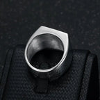 Men's Stainless Steel Vacuum Gold-Plated Saint George Dragon Slayer Knight Ring - Classic Armor Design
