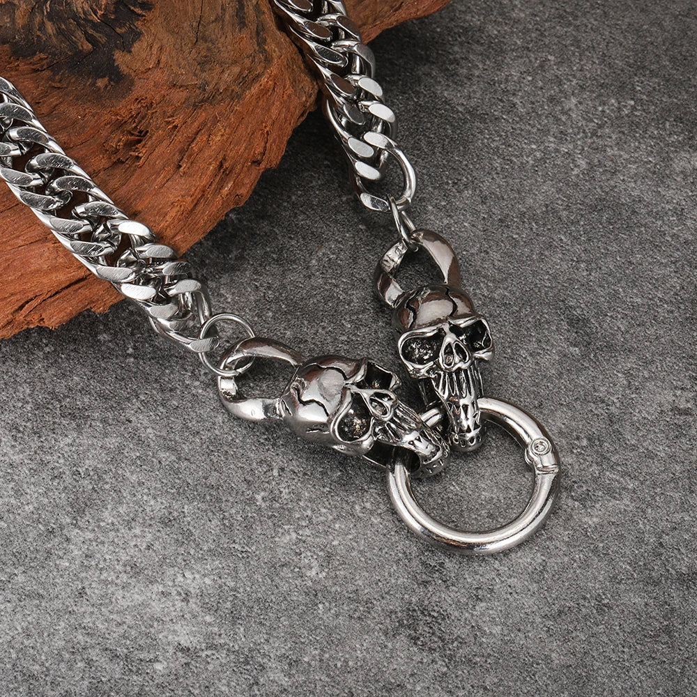Cuban Chain Skull Necklace — Stainless Steel