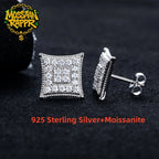 Iced Out Square Stud Earrings — 925 Silver