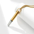 Blue Crystals Geometric Pendants Snake Bone Chain Titanium Steel Men Personality High-end Versatile Necklaces Fashion Jewelry