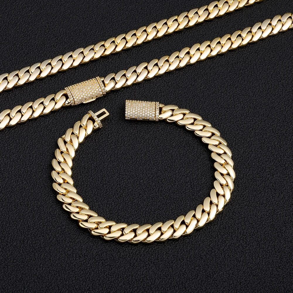 8/12/15/20mm Cuban Link Chain Bracelet Full Micro Pave Cubic Zirconia Hip Hop Jewelry for Men and Women