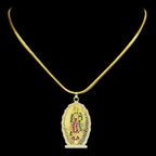 Catholic Virgin Mary Zircons Copper Pendant Necklace for Women Men Stainless Steel Gold Color Our Lady of Guadalupe