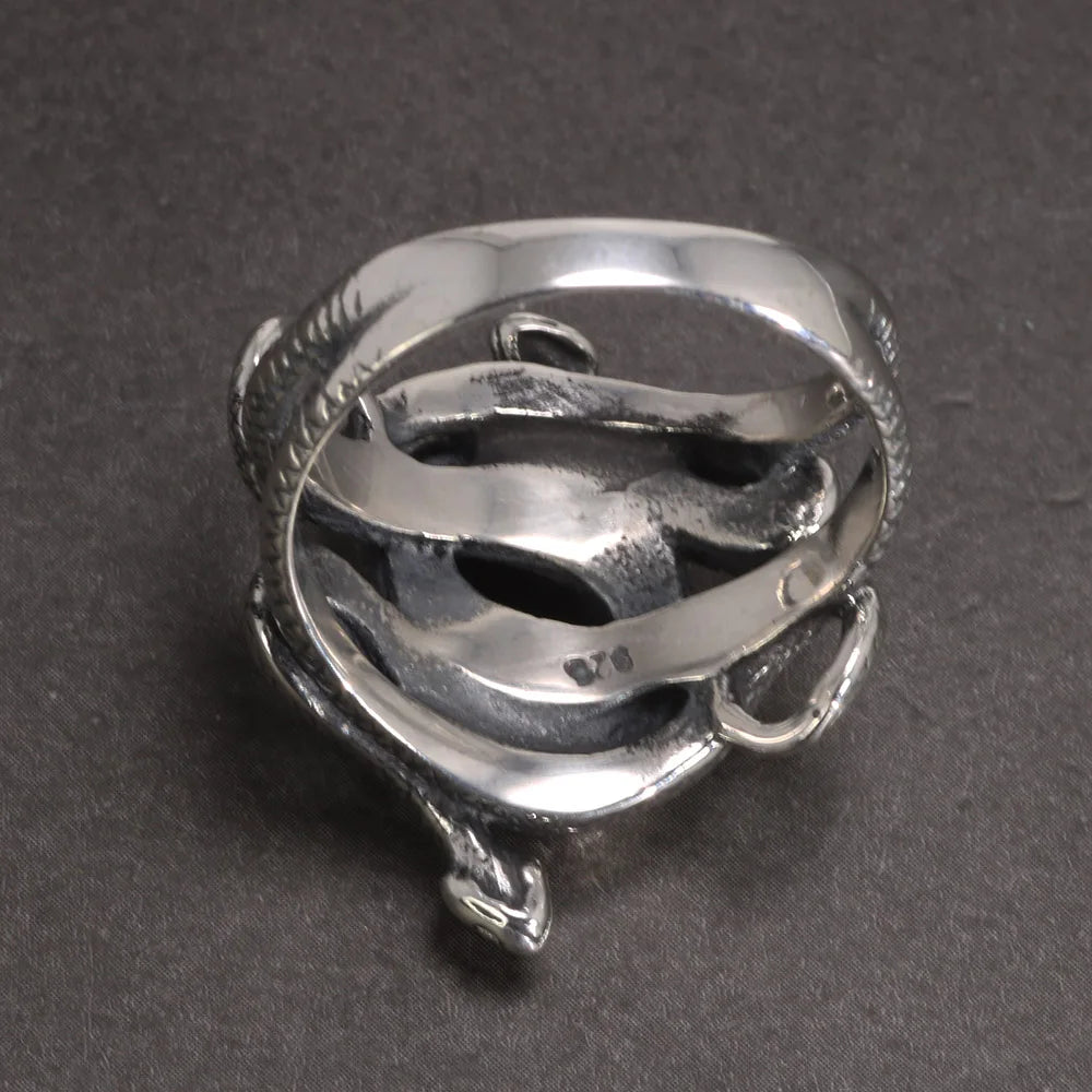 Real 925 Sterling Silver Snake Rings for Men Women TV Drama Natural Born Killers Retro Punk Fine Jewelry Best Gift For