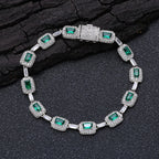 Tennis Chain Necklace Stainless Steel Green CZ