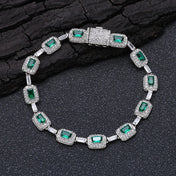 Tennis Chain Necklace Stainless Steel Green CZ