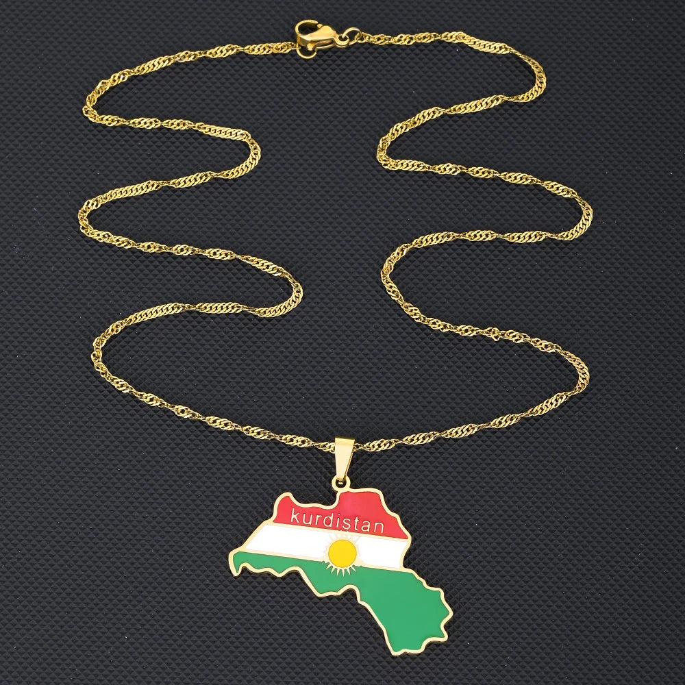 Kurdistan Map Pendant Necklace — Stainless Steel