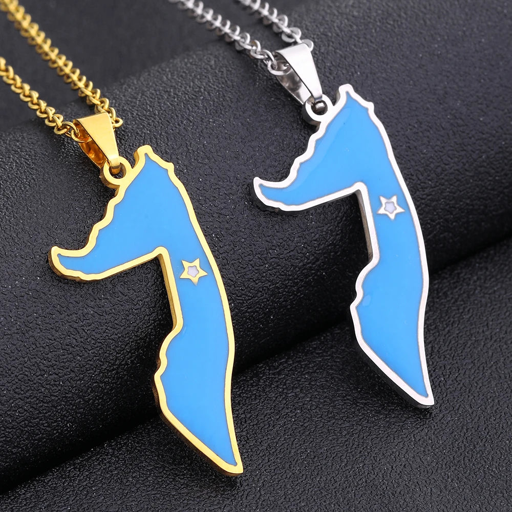 Somali Enamel Pendant Necklace — Stainless Steel
