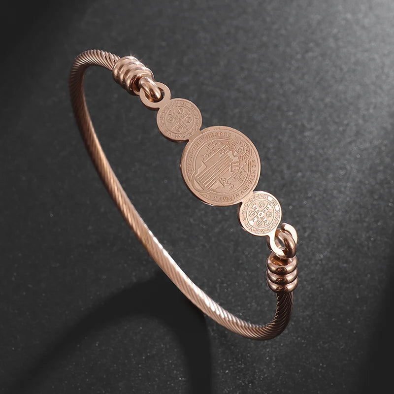 Fashion Design Stainless Steel Curved Tableware Fork Open Bracelet Men and Women Personality Charm Hip Hop Casual