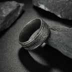 Antique Rune Pattern Engraved Stainless Steel Ring for Men Viking Punk Gothic Edgy Jewelry Mystic Biker Accessories