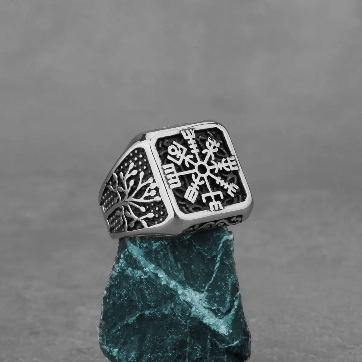 Viking Helm of Awe Tree of Life Ring — Stainless Steel