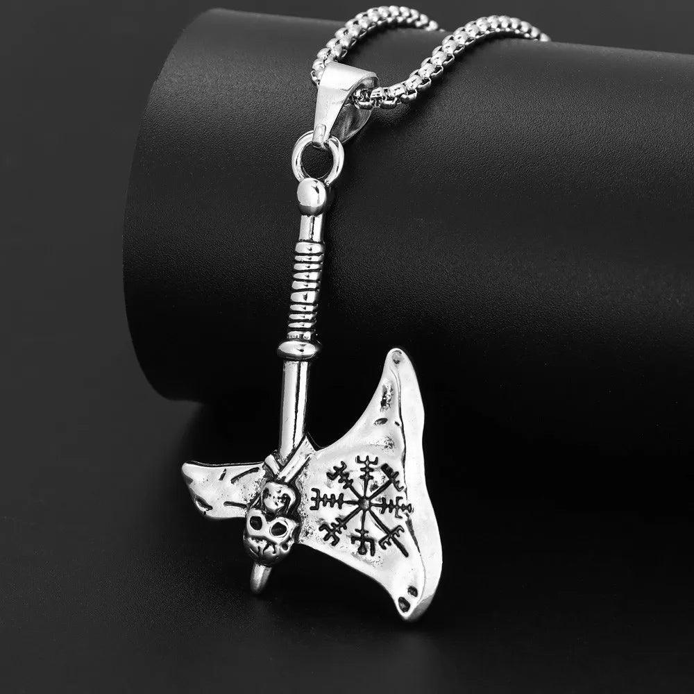 New Punk Retro Nordic Style Viking Tomahawk Titanium Steel Pendant Necklace Charm Men Jewelry Gift Wholesale