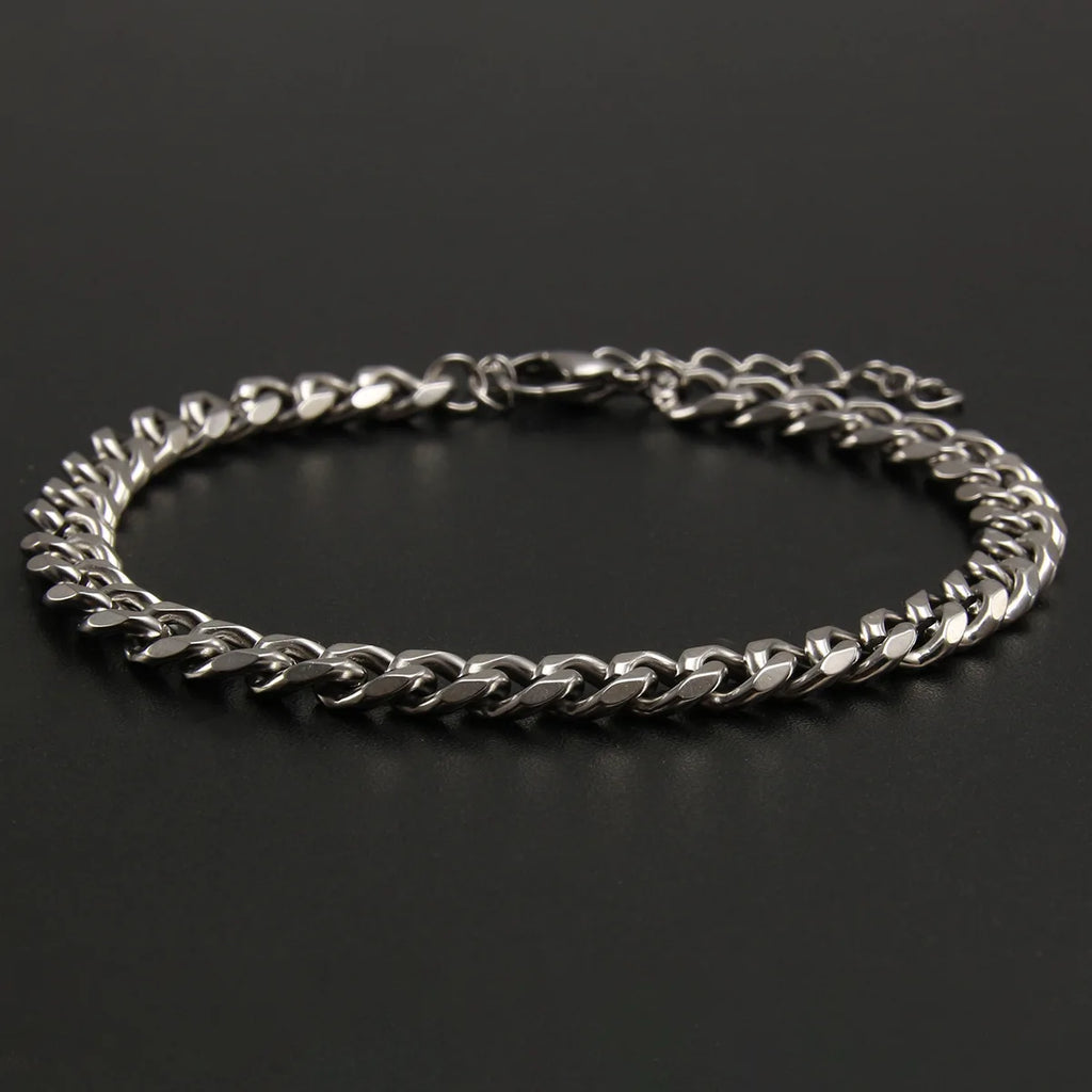 3.5-7MM Stainless Steel Chain Bracelets For Men Women Punk Curb Cuban Link Chain Bangle Fashion Party Never Fade Jewelry