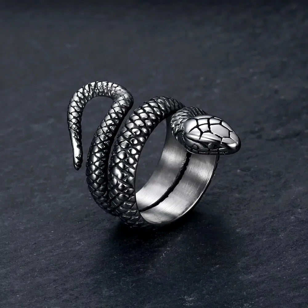 Vintage Coiled Snake Wrap Ring — Stainless Steel