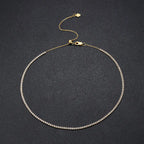 FEOBUR 2mm Moissanite Tennis Necklaces for Women S925 Silver Plated 18K Gold Adjustable Choker Full Diamond Neck Chain