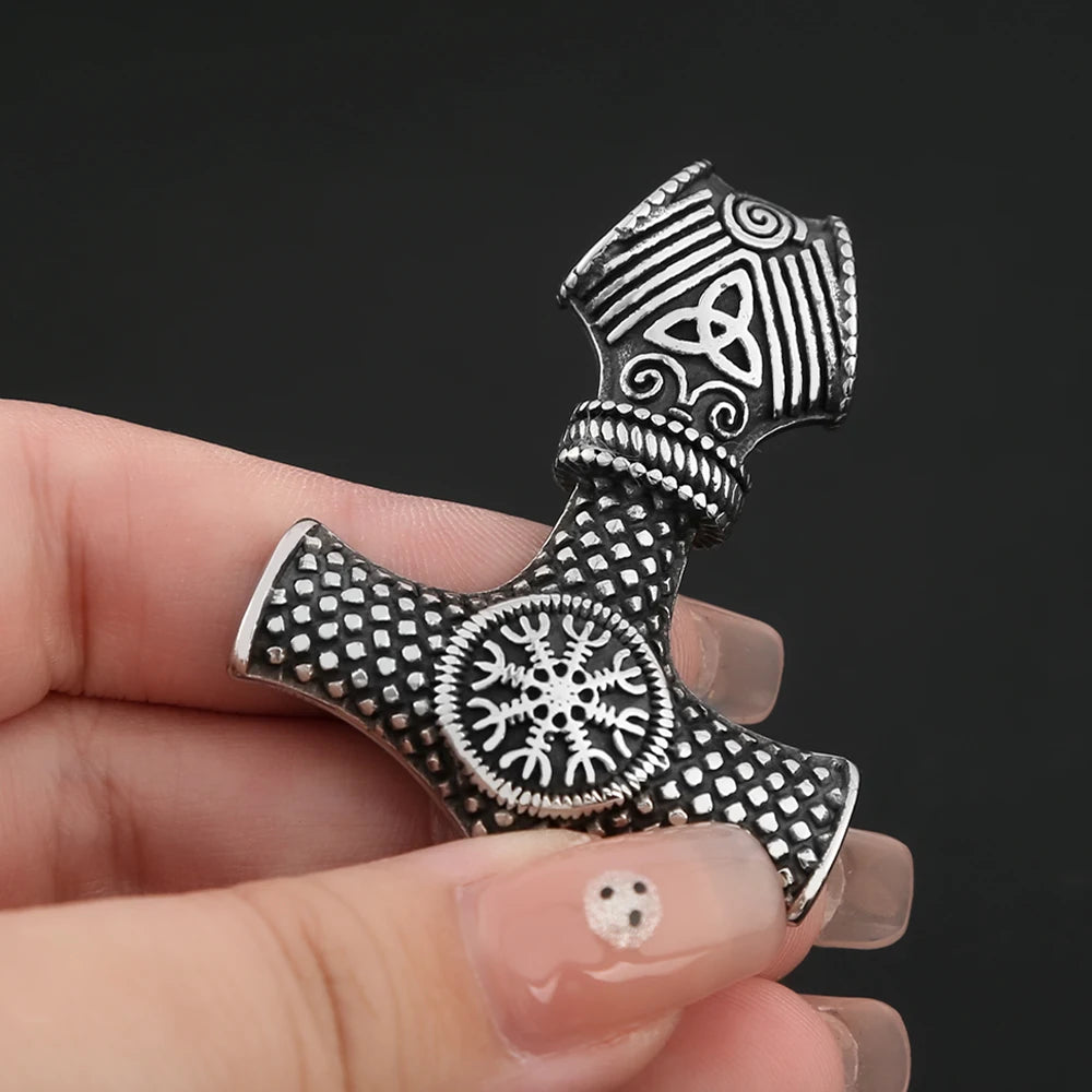 Thor Mjolnir Steel Pendant Vintage Viking Hammer