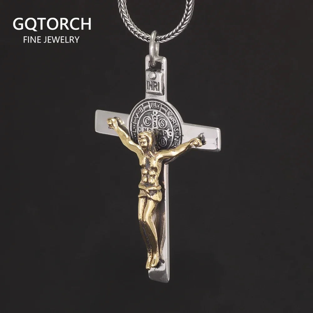 925 Silver Cross Man and Women Jesus Catholic Crucifixes Pendant 3 Sizes