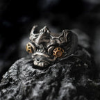 Cyberpunk Mask Statement Ring — Stainless Steel