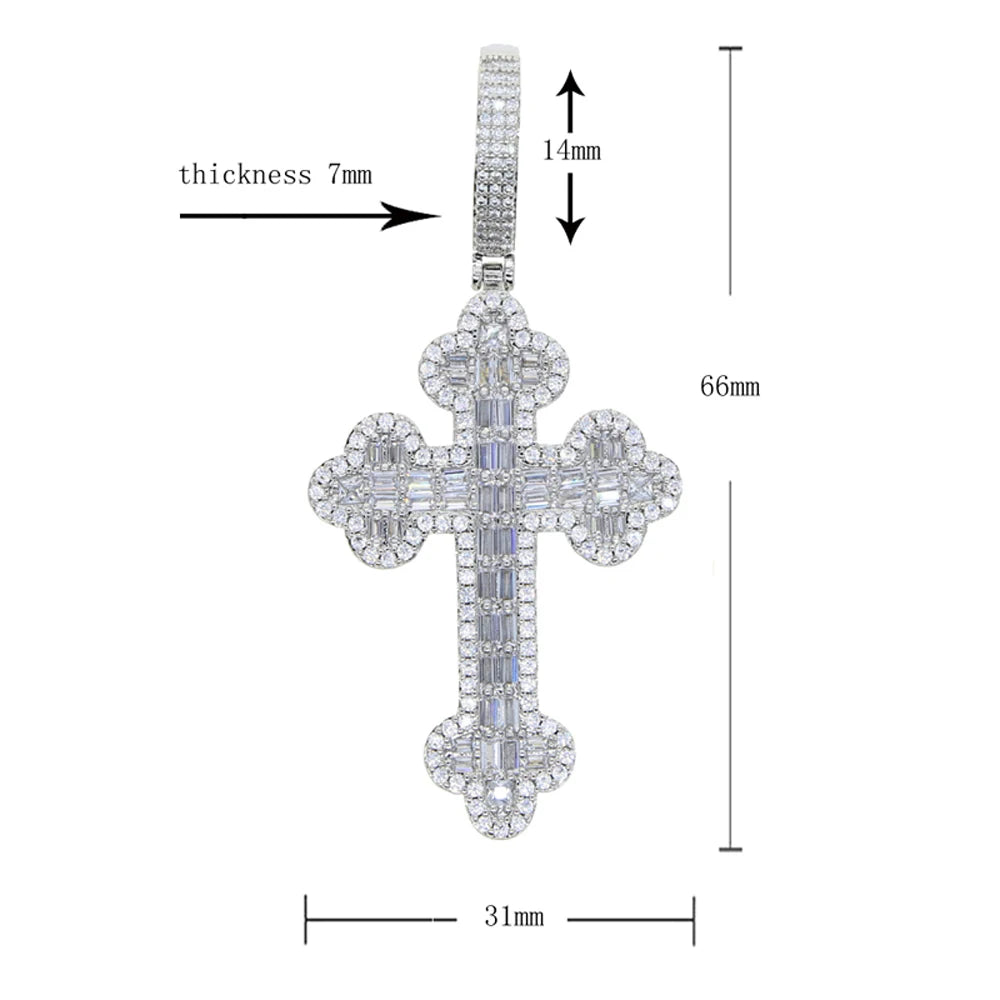 2026 New Iced Out Luxury Eye Cross Necklace Bling Cubic Zirconia Charm Tennis Chain for Men Women Hip Hop Jewelry