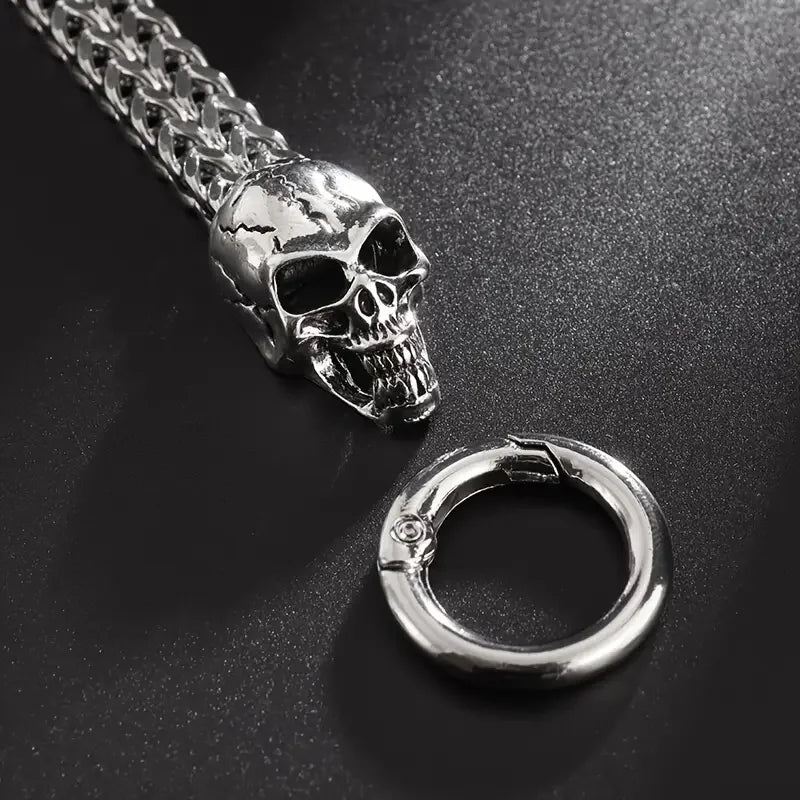 Double Skull Cuban Bracelet — Gothic
