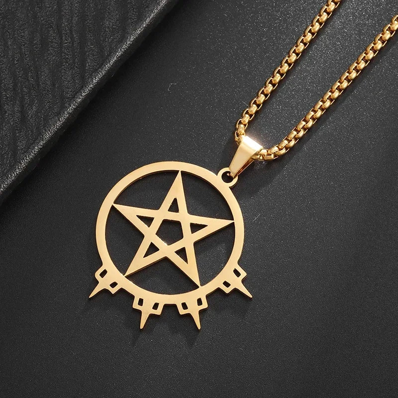 Stainless Steel Trinity Celtic Knot Nordic Rune Pendant Necklace Retro Ethnic Style Irish Knot Lucky Amulet Jewelry for Men