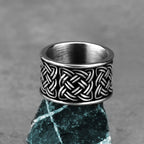 Viking Double Wolf Rune Ring, Black — Stainless Steel