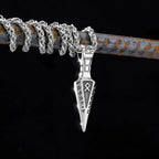 Men Viking Stainless Steel Necklace Double-sided Gold Color Norse Spear Pendant Thor Hammer Vegvisir Amulet