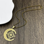 Celtic Gold Pendant Crescent Moon Witch's Knot