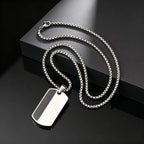 Men's Stylish Dog Tag Pendant Necklace, Stainless Steel Geometric Dog Tag Necklace, Fashion Casual Jewelry Gifts for