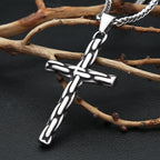 Unique Vintage Creative Cross Pendant Necklaces For Men Stainless Steel Gothic Hip Hop Chained Cross Necklace Biker