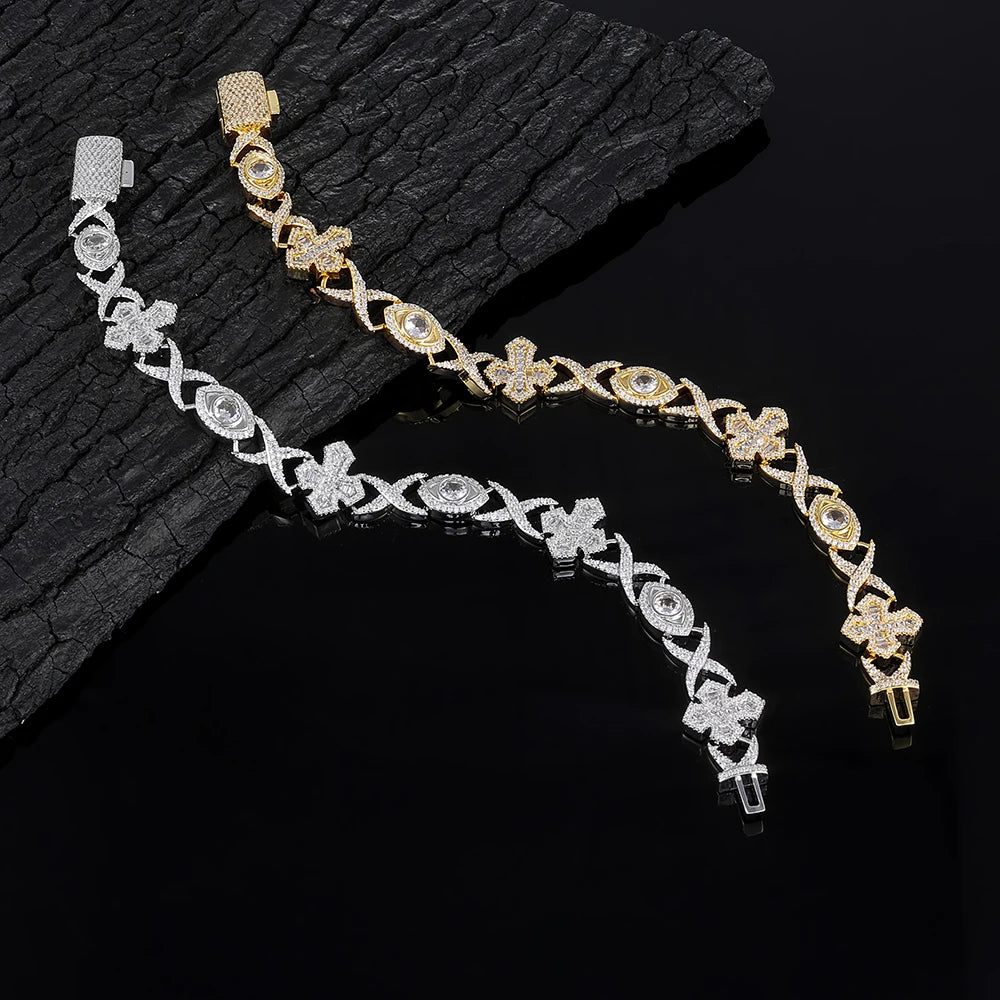 Iced Out Cross Cuban Bracelet Infinity CZ