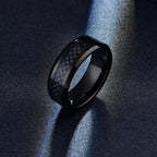 Fashion 8mm Men's Stainless Steel Ring Inlay Black Carbon Fiber Ring Wedding Engagement Jewelry Anniversary Gifts Drop