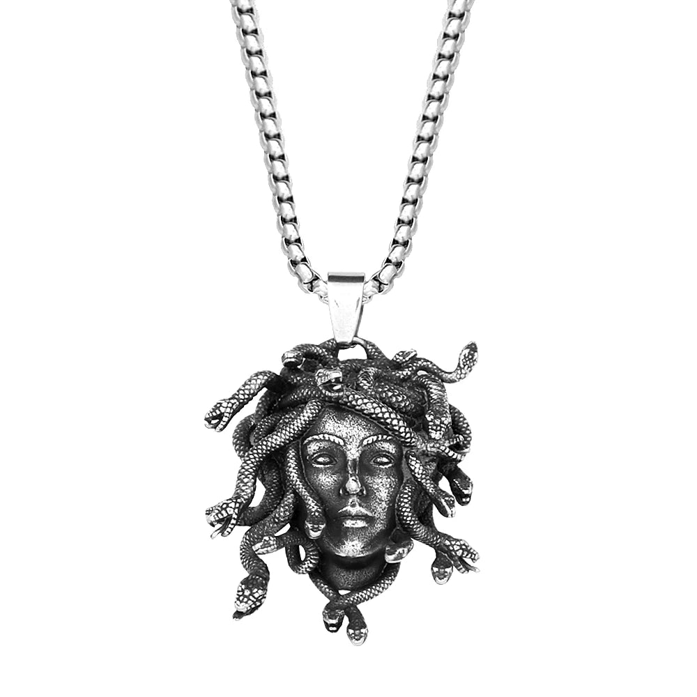 Fashion Medusa Stainless Steel Necklace For Men Unique Punk Snake Vintage Pendant Neclace Amulet Jewelry Gifts Dropshipping