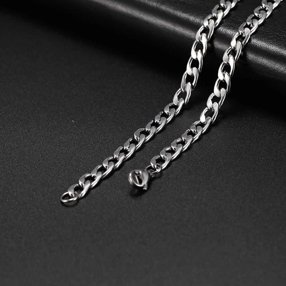 My Shape Basic Cuban Chain Necklaces for Men Chains Punk Figaro Box Curb Chain Chokers Lobster Clasp Fashion Male