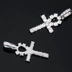 Iced Out Ankh Cross Pendant With 4mm Tennis Chain Necklace Good Luck Sparkling Hip Hop Creative Jewelry for Men Women Gift