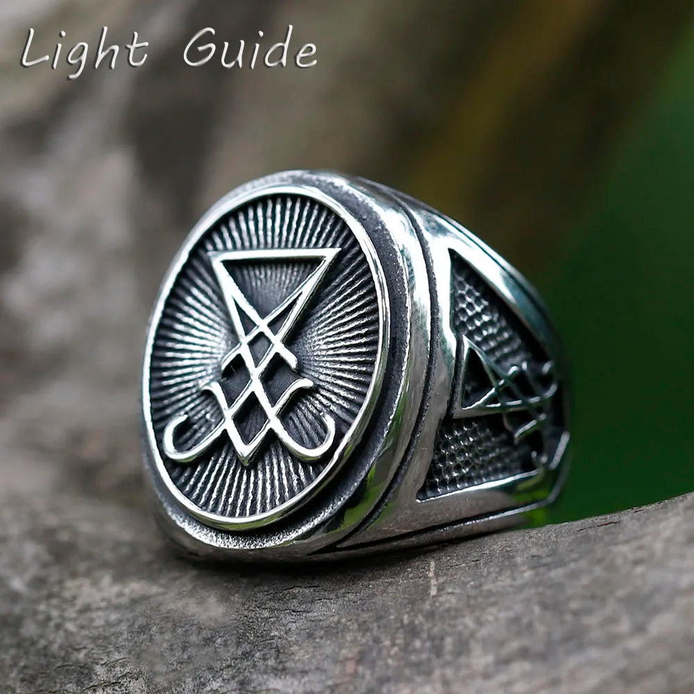 Vintage Lucifer Satan Witchcraft Ring — Stainless Steel