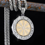 Viking Compass/Norwegian Runes Rotating Necklace Men's Nordic Amulet Hip Hop Boutique Biker Pendant Stainless Steel Jewelry Gift