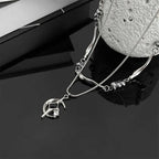 Titanium Steel Double-layer Moon Star Necklace Luxury Clavicle Chain Hip Hop Non Fading Couple Jewelry New Unisex  Punk Gift