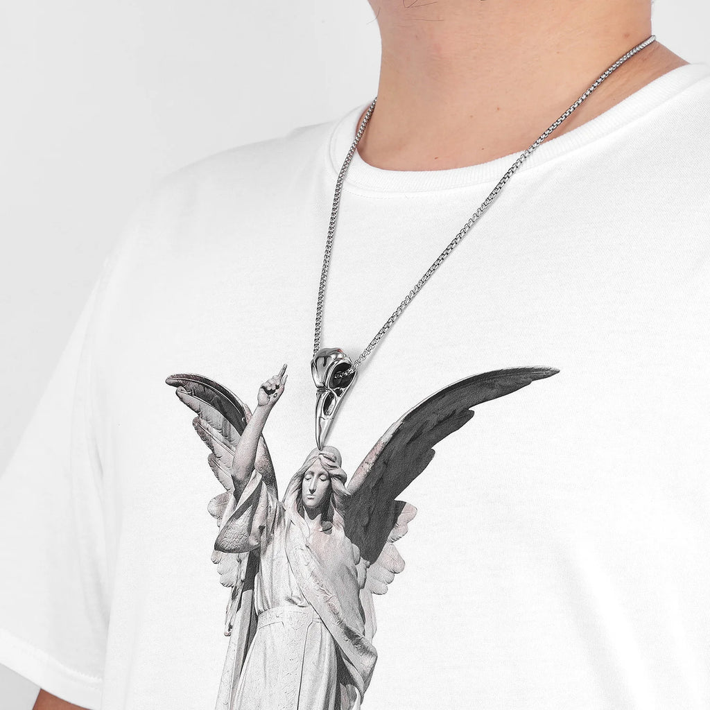 Crow Skull Pirate Pendant Necklace — Stainless Steel