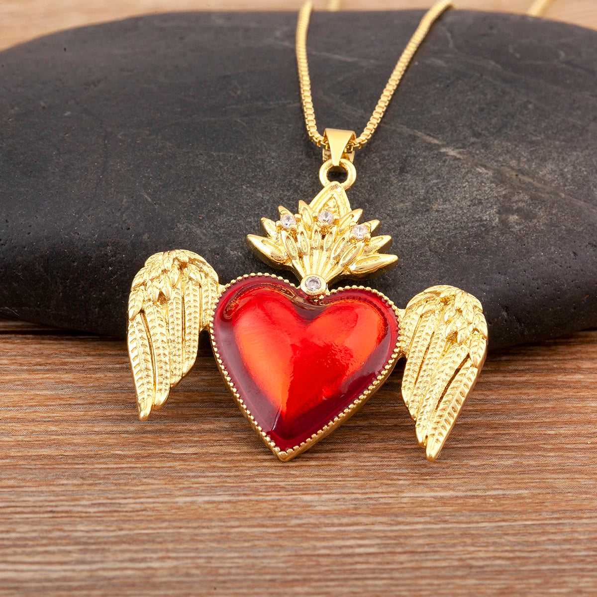 Iced Out Sacred Heart Pendant Necklace